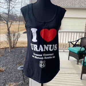 Port And Company 100% Cotton Ladies Medium Black Graphic Tank Top “I ♥️ Uranus”